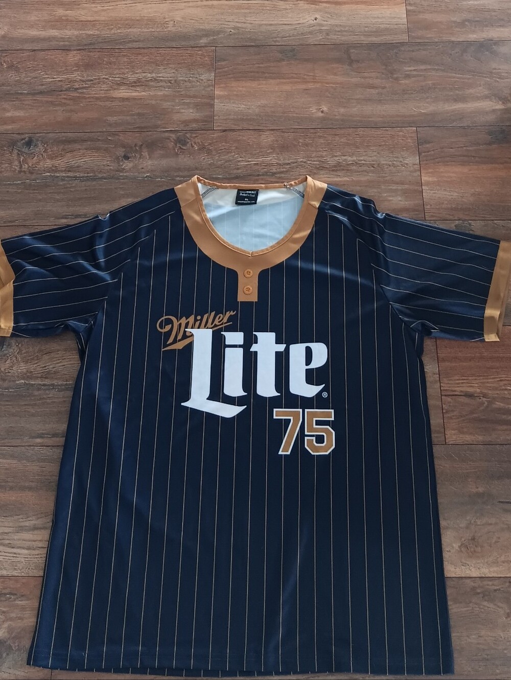 Miller Lite 75 Pinstripe Jersey in Navy and Gold
